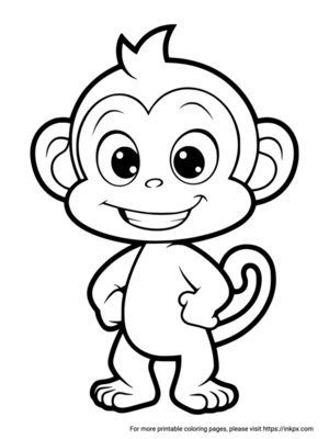Free Printable Cartoon Monkey Coloring Page