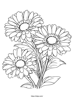 Free Printable Simple Line Art Flower Gerbera Coloring Page