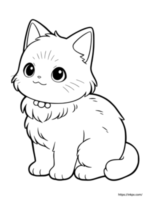 Printable Cute Siberian Cat Coloring Page