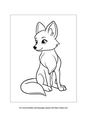 Printable Cute Fox Coloring Page