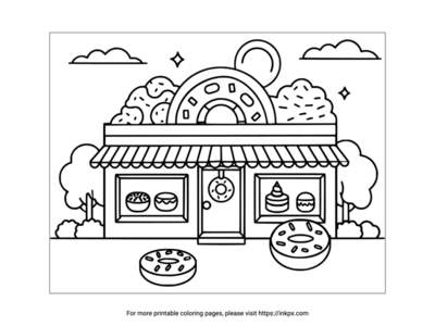 Free Printable Donut Shop Coloring Page