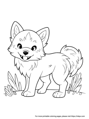 Free Printable Cute Wolf Coloring Page