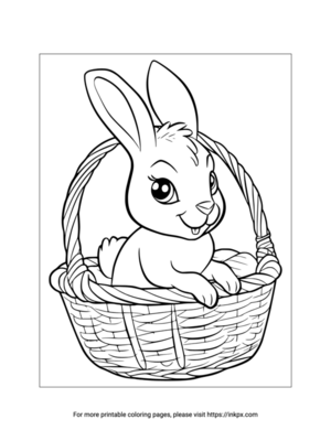 Free Printable Easter Bunny & Basket Coloring Page