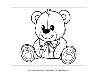 Free Printable Cute Bear Toy Coloring Page