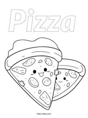 Free Printable Cute Pizza Coloring Page
