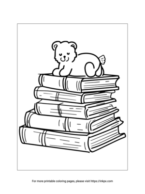 Printable Books & Pet Coloring Page