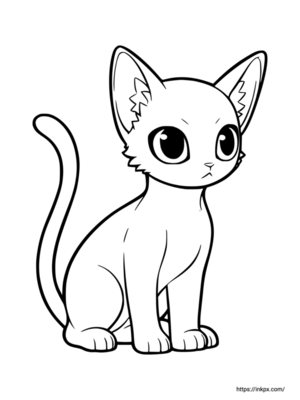 Printable Cute Tonkinese Cat Coloring Page