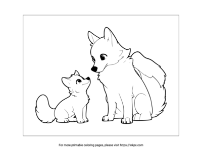 Printable Dog & Puppy Coloring Page