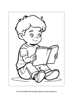 Printable Kid Reading Book Coloring Sheet