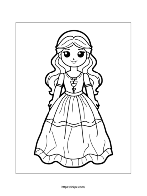 Printable Elegant Princess Coloring Page