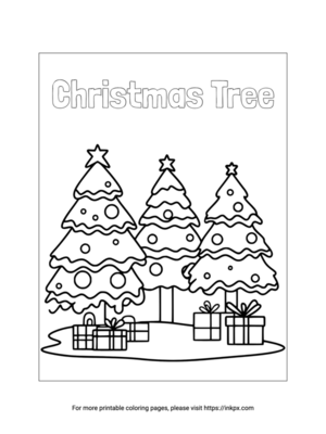 Christmas Tree & Gift Coloring Page