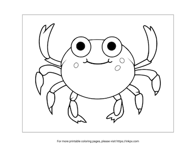 Printable Cute Crab Coloring Page