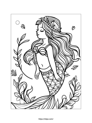 Printable Latin Mermaid Coloring Page