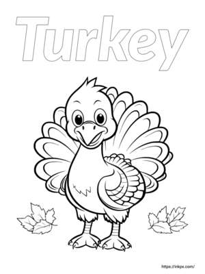 Free Printable Cartoon Turkey Coloring Page