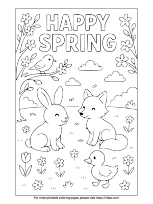 Free Printable Happy Spring Coloring Page