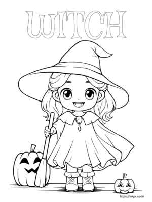 Free Printable Halloween Witch Coloring Page