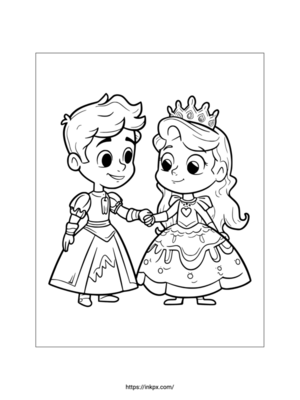 Printable Prince & Princess Coloring Page