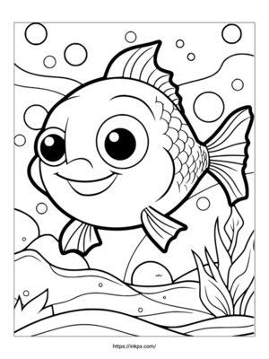 Free Printable Fish under Water Coloring Page
