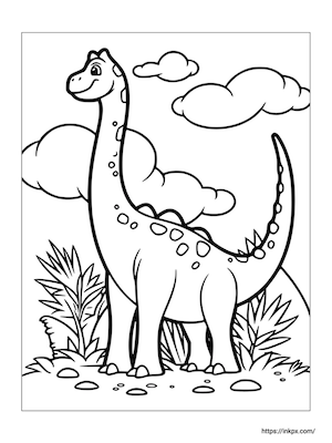 Printable Cartoon Diplodocus Dinosaur Coloring Page