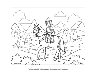 Printable Horse & Knight Coloring Sheet