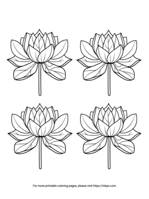 Free Printable Quadruple Lotuses Coloring Page