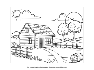 Free Printable Farm Scene Coloring Page