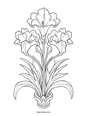 Free Printable Iris and Flowerpot Coloring Page