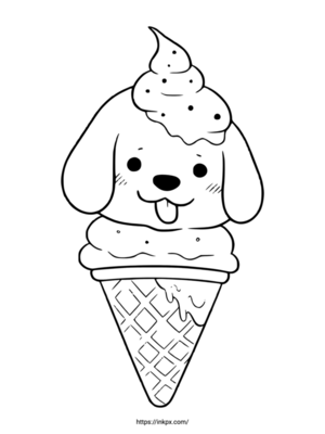 Free Printable Cute Dog Ice Cream Coloring Page