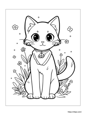 Printable Cute Chartreux Cat Coloring Page