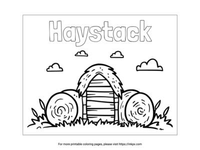 Free Printable Farm Haystack Coloring Page