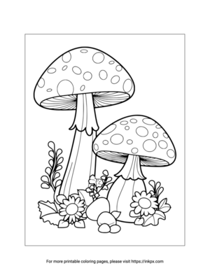 Free Printable Mushroom & Flower Coloring Sheet