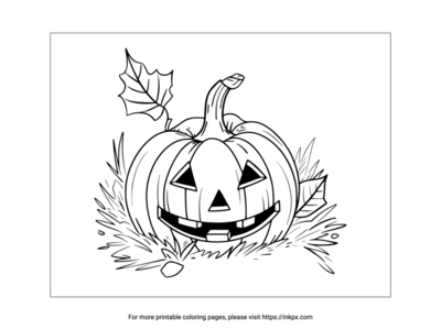 Printable Pumpkin & Grass Coloring Page