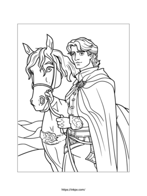 Printable Prince & Horse Coloring Page