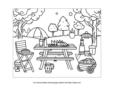 Printable Summer Camping Coloring Page