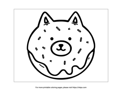 Free Printable Cute Dog Doughnut Coloring Page