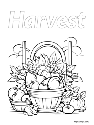Free Printable Autumn Harvest Thanksgiving Coloring Page
