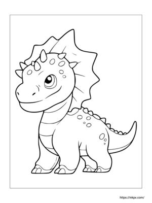 Printable Simple Cartoon Dinosaur Coloring Page
