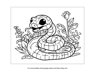 Printable Snake & Flower Coloring Page