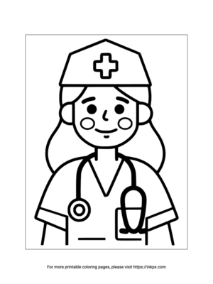 Free Printable Simple Nurse Coloring Page