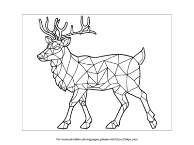 Free Printable Geometric Reindeer Coloring Page