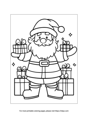 Free Printable Santa Claus & Gifts Coloring Page