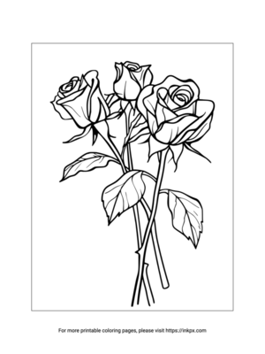 Free Printable Rose Bouquet Coloring Page