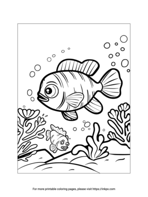 Printable Sea Fish in River Coloring Page
