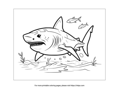 Printable Fierce Shark Coloring Page