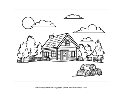 Free Printable Farm House and Hays Coloring Sheet