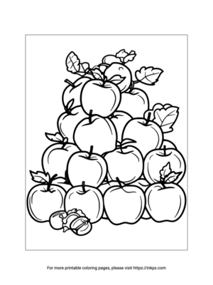 Free Printable A Pile of Apples Coloring Sheet