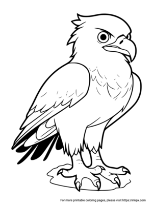 Free Printable Eagle Sitting on Stone Coloring Page
