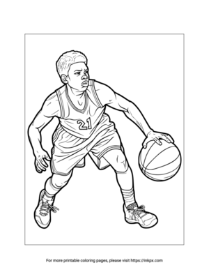 Printable Basketball Coloring Page