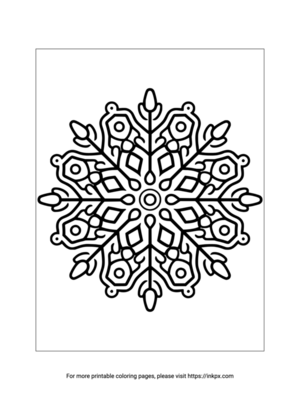 Free Printable Complex Snowflake Coloring Page