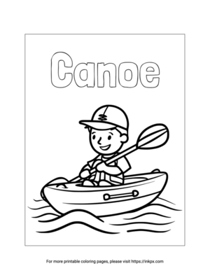 Printable Canoe Coloring Page